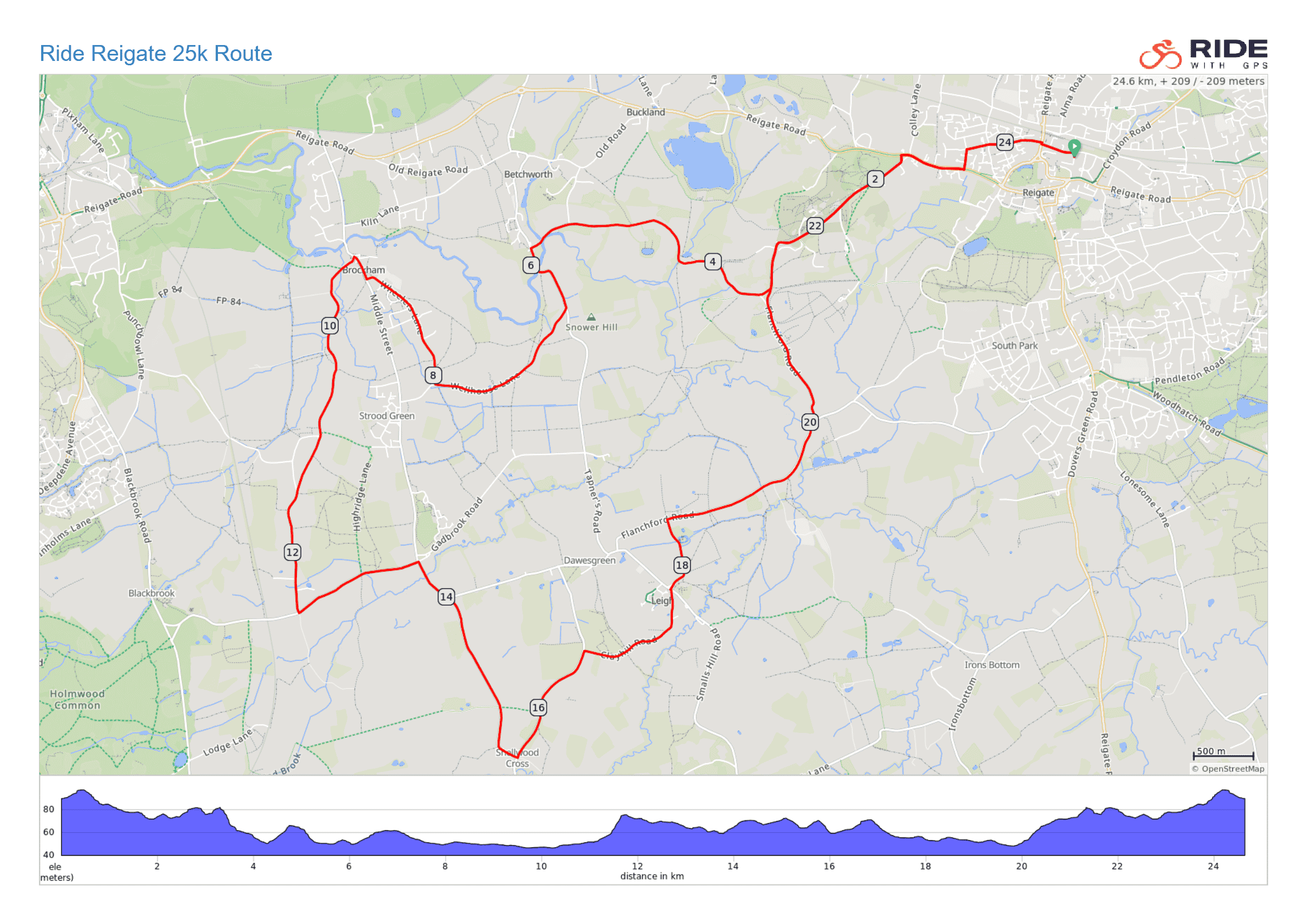 Ride Reigate 100k, 50, 25k & Junior Races July 2026 route information