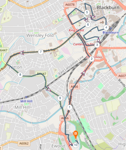 Blackburn 10 December 2022 route information