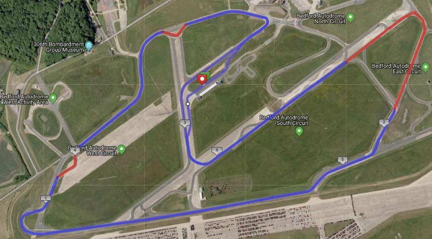 RUNNING GP BEDFORD AUTODROME AUGUST 2024 route information